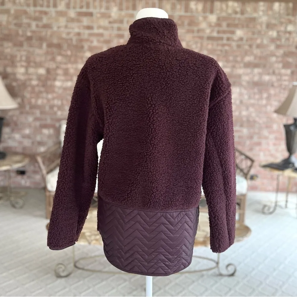 Athleta Cozy Snap Jacket Sherpa Pullover Plum Purple  XS Teddy Quilted - Image 10