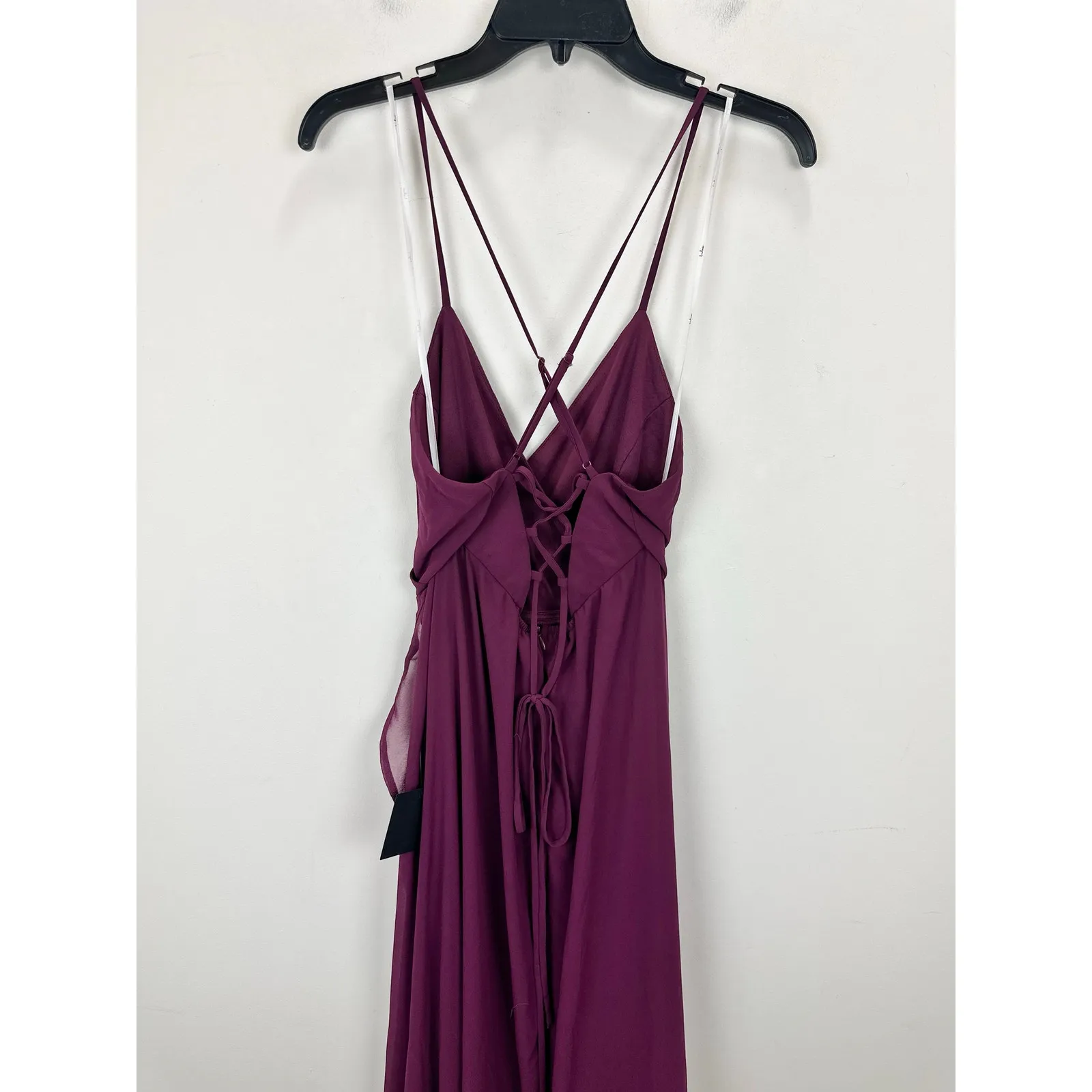 Lulus In Love Forever Plum Lace Up High Low Maxi Dress Ruffle Formal Large NWT - Image 9