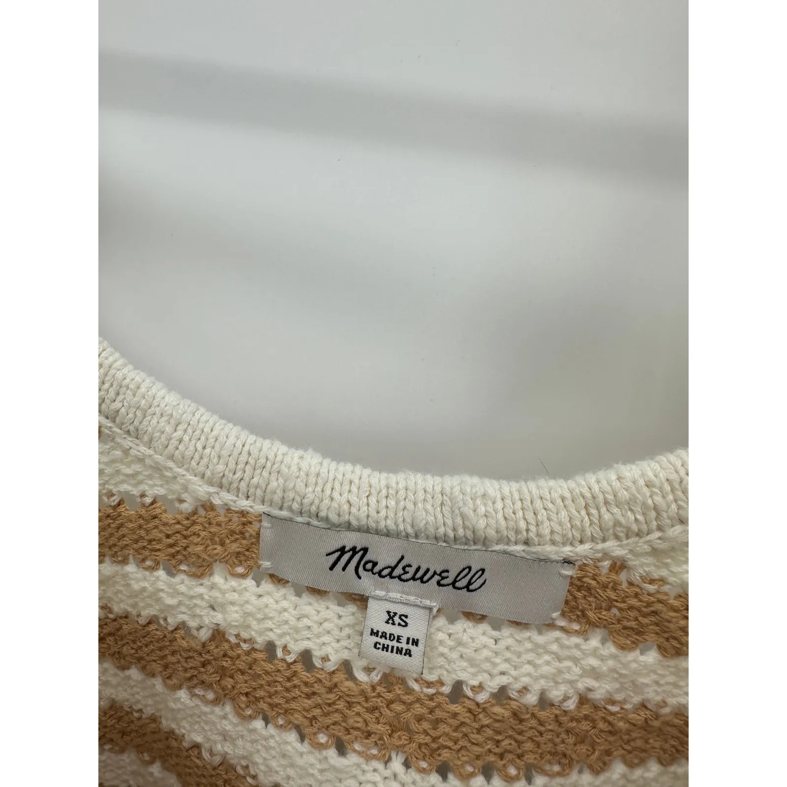 Madewell Womens Striped Open-Stitch Sweater Tank Size XS Knit Boho Neutral - Image 6