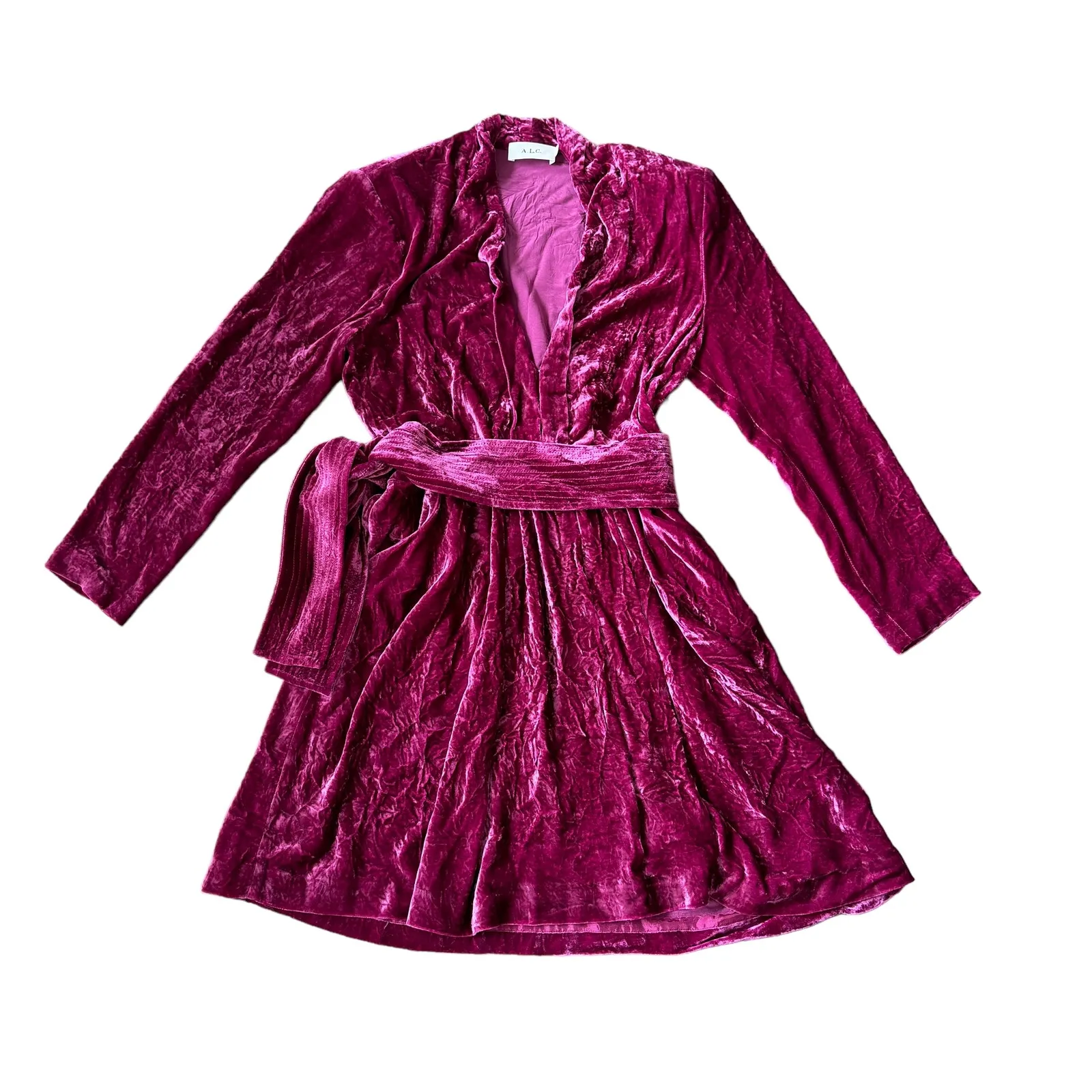 ALC Pink Crushed Velvet Mini Dress - Image 6
