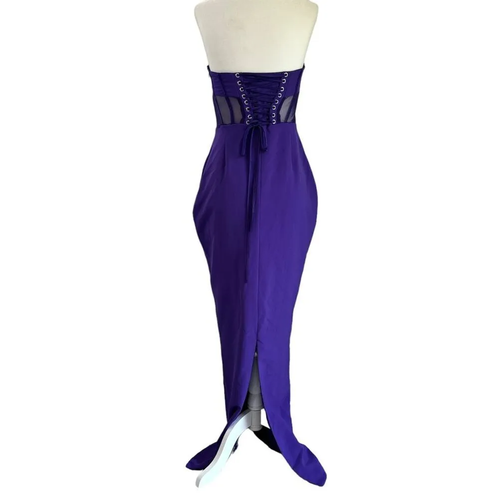 retrofete Corset Dress in Purple Small New Womens Celebrity Maxi Gown - Image 7