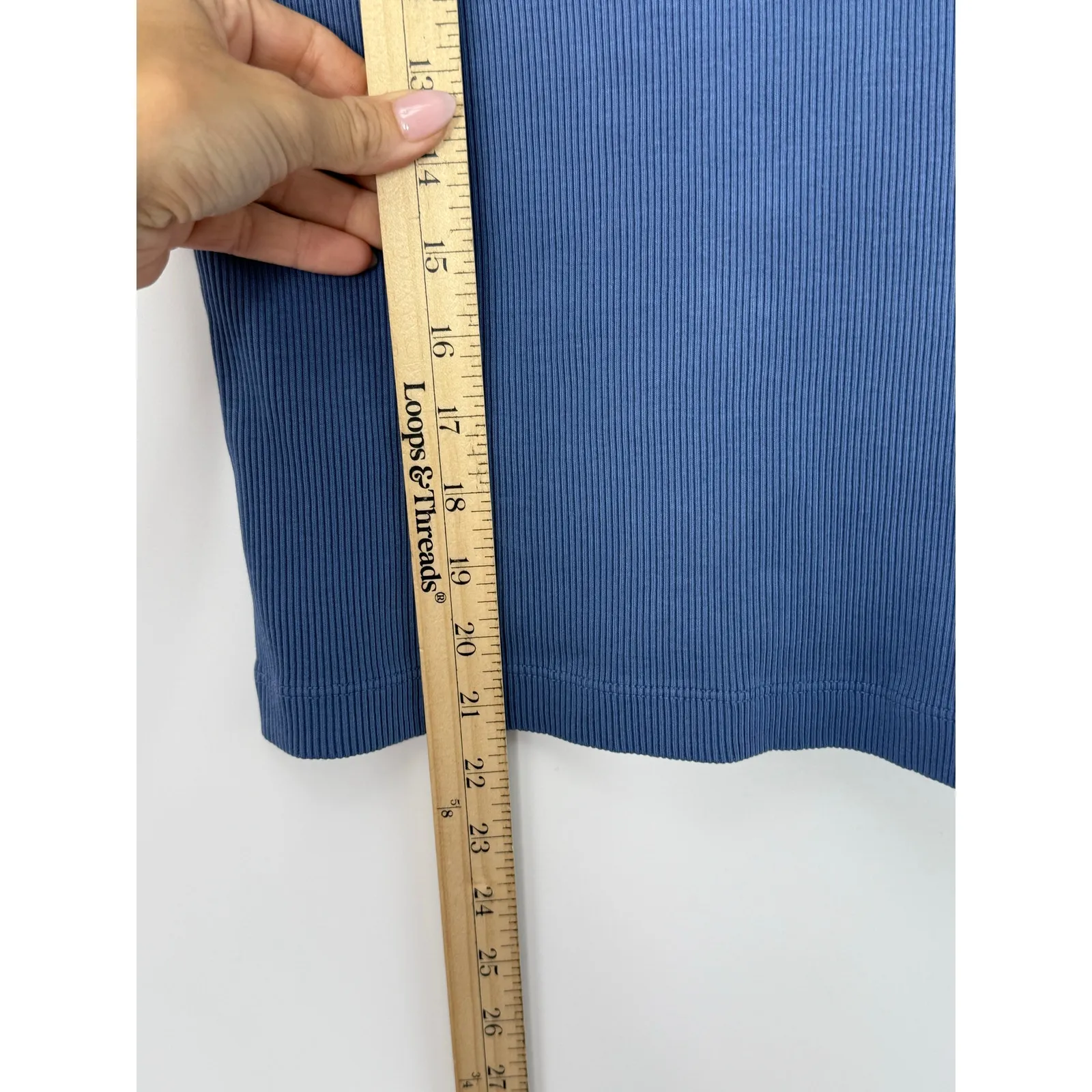 NEW Madewell Garment-Dyed Ribbed Crewneck Pocket Tee Women S Blue Casual Basic - Image 8