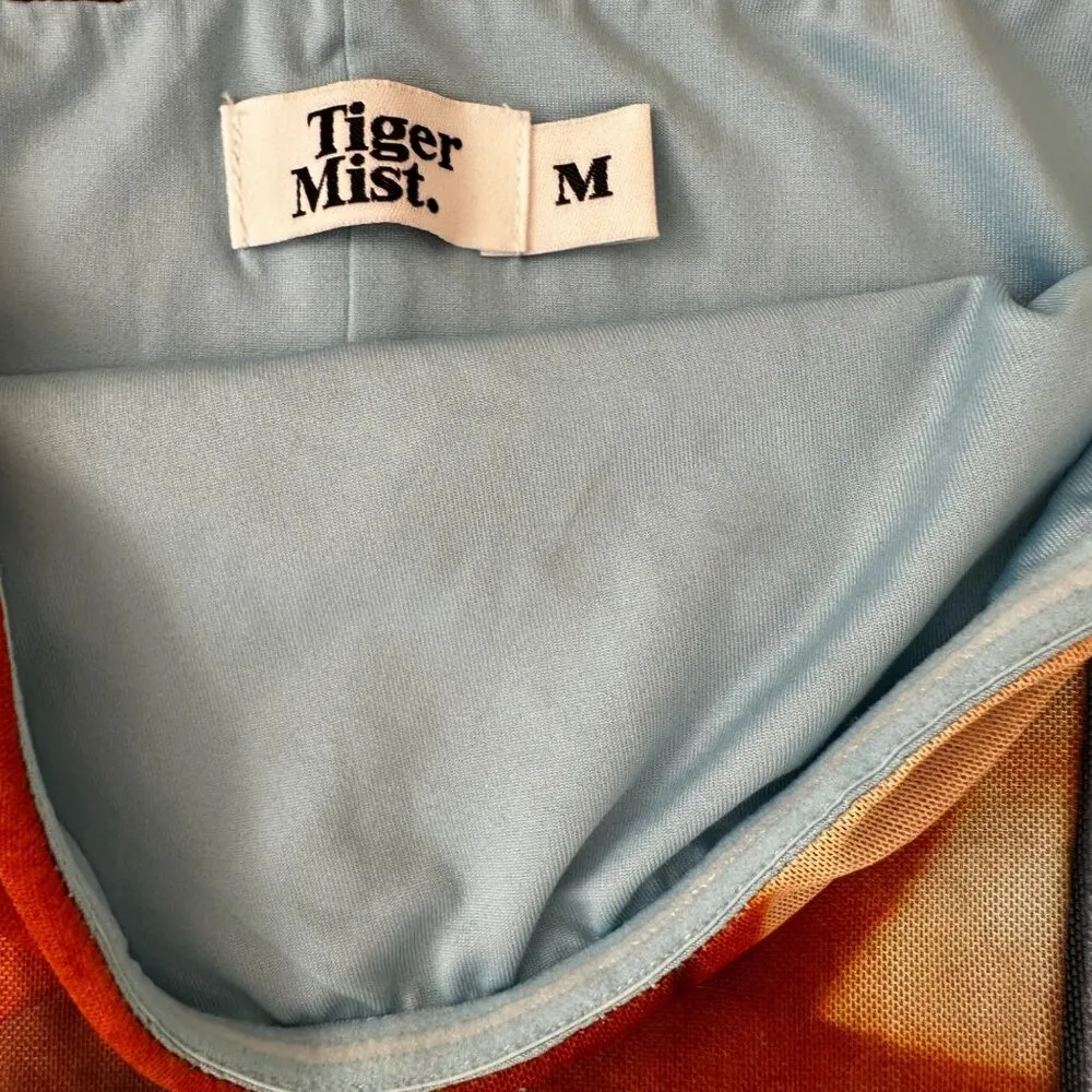 Tiger Mist Blue Floral Stretch Sleevless Graphic Bodycon Maxi Dress Sz Med - Image 5