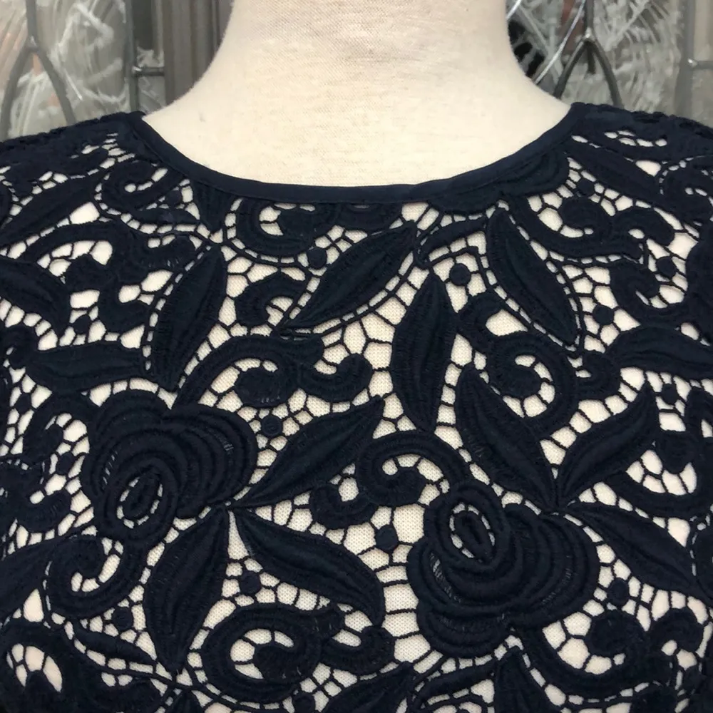 Juicy Couture Navy Guipuere Lace Short Sleeve Top - Image 2