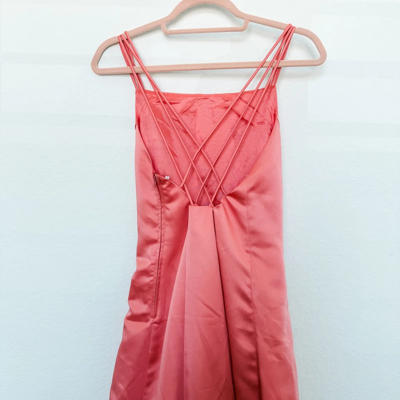 VTG Y2k Betsy &‎ Adam Satin Strappy Formal Gown Pink Size 10 Y2K Prom Coquette - Image 6