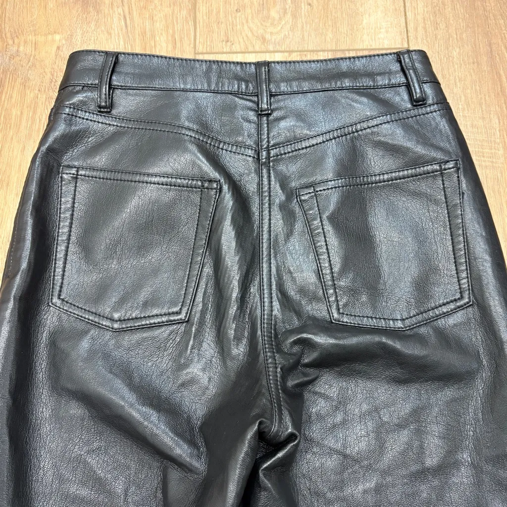 🌟WILFRED🌟 ARITZIA MELINA FAUX VEGAN LEATHER STRAIGHT LEG 5 POCKET PANT BLACK 0 - Image 8