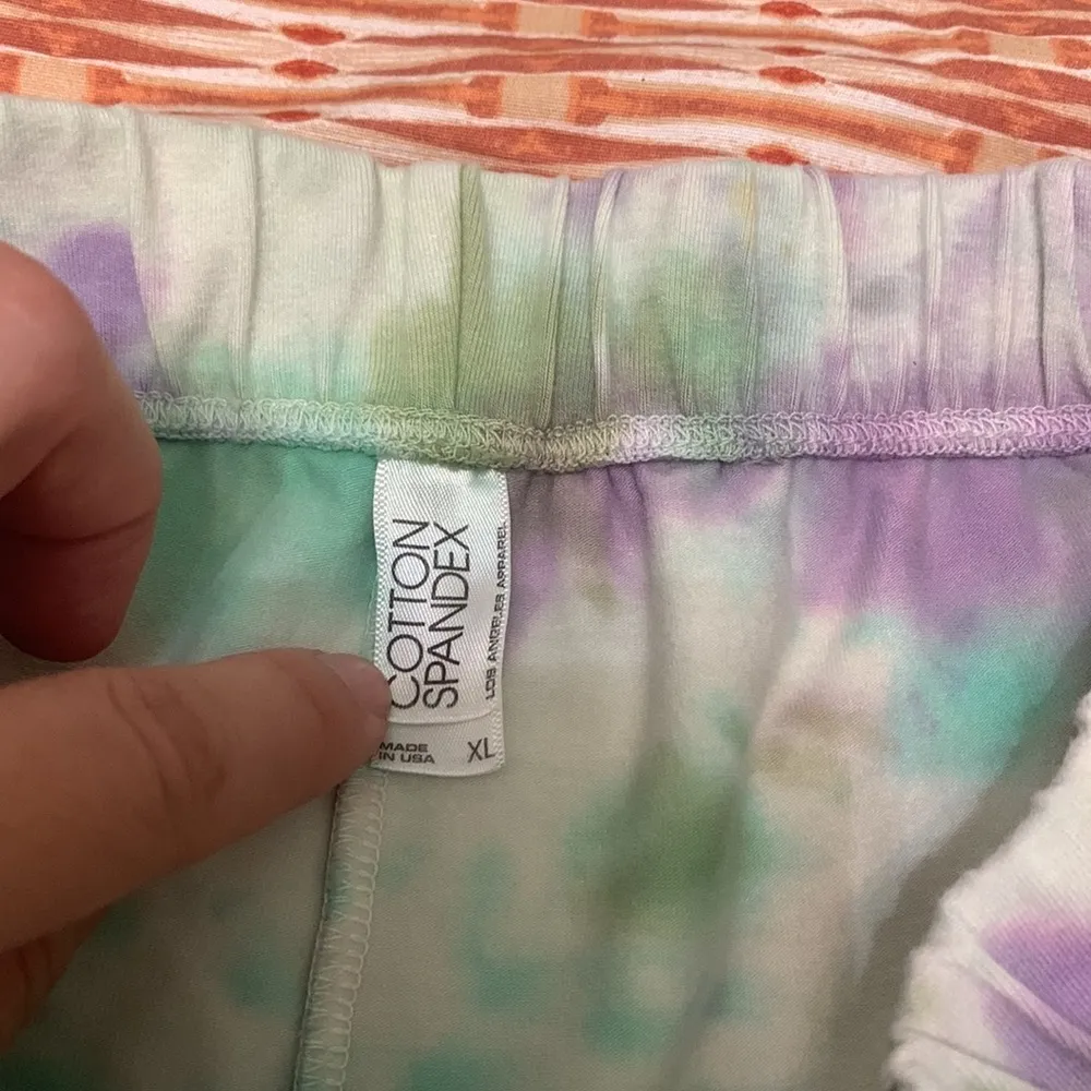 Tie dye biker shorts cotton spandex Barbie colors summer California indie casual - Image 2