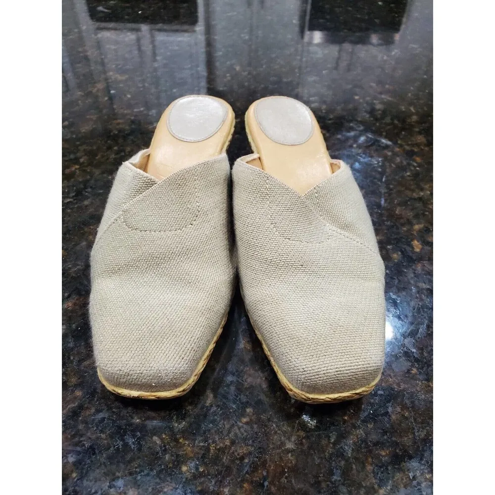 LifeStride Women s Beige Linen Low Heel Slip On Clogs Slipper Size 6 - Image 2