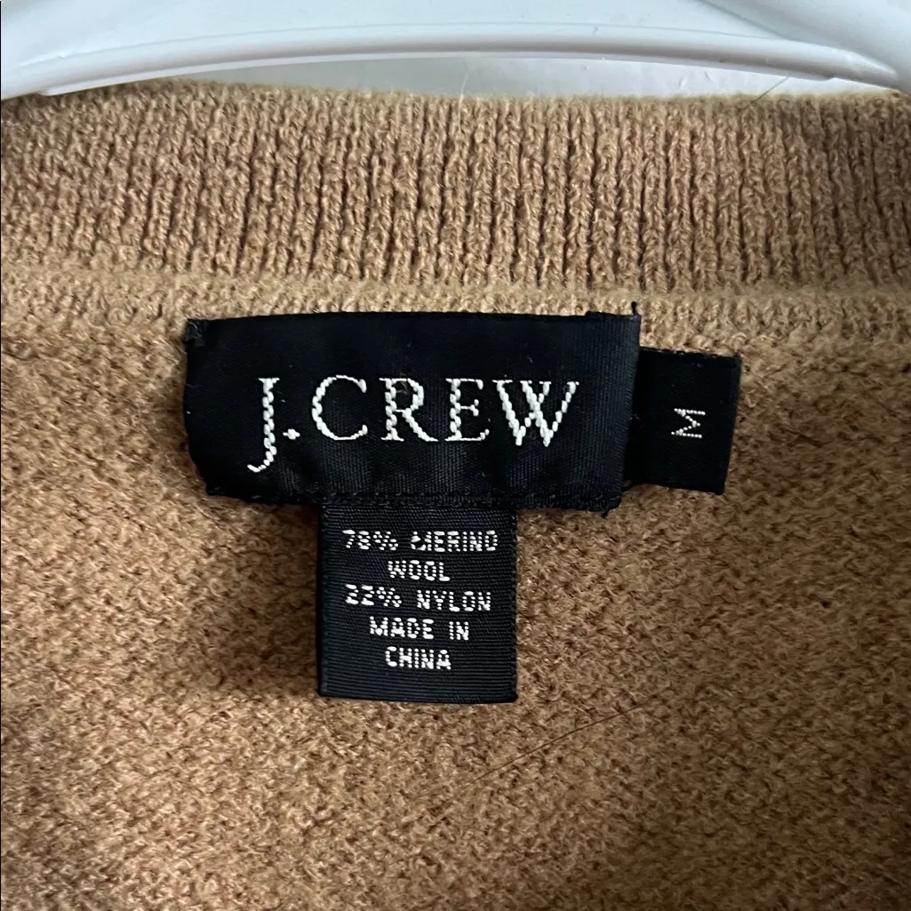 J. Crew V-Neck Tan Wool Blend Sweater - Image 2