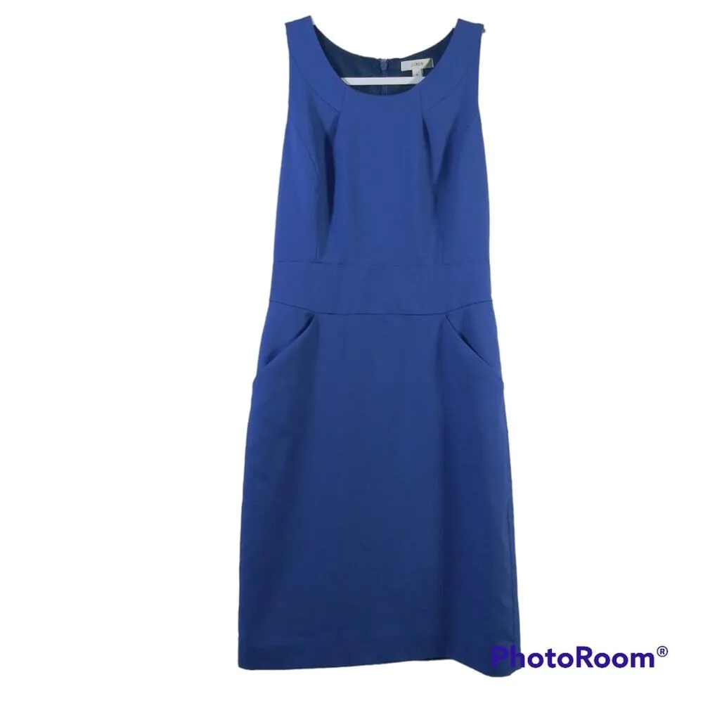 J.Crew Blue Sleeveless Wool Sheath Dress Size 2 - Image 2