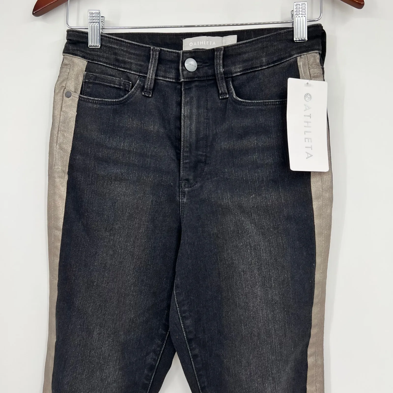 NEW Athleta Sculptek Ultra Skinny Metallic Jean, Carbon Wash sz 4 petite 511143 - Image 5