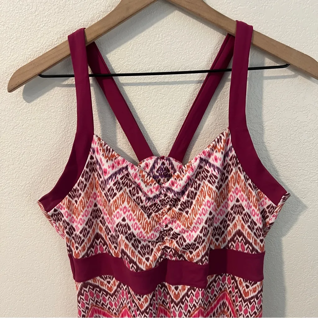 Prana Breathe Soft Stretch Empire Waist Chevron‎ Sweetheart Midi Dress Size S - Image 2