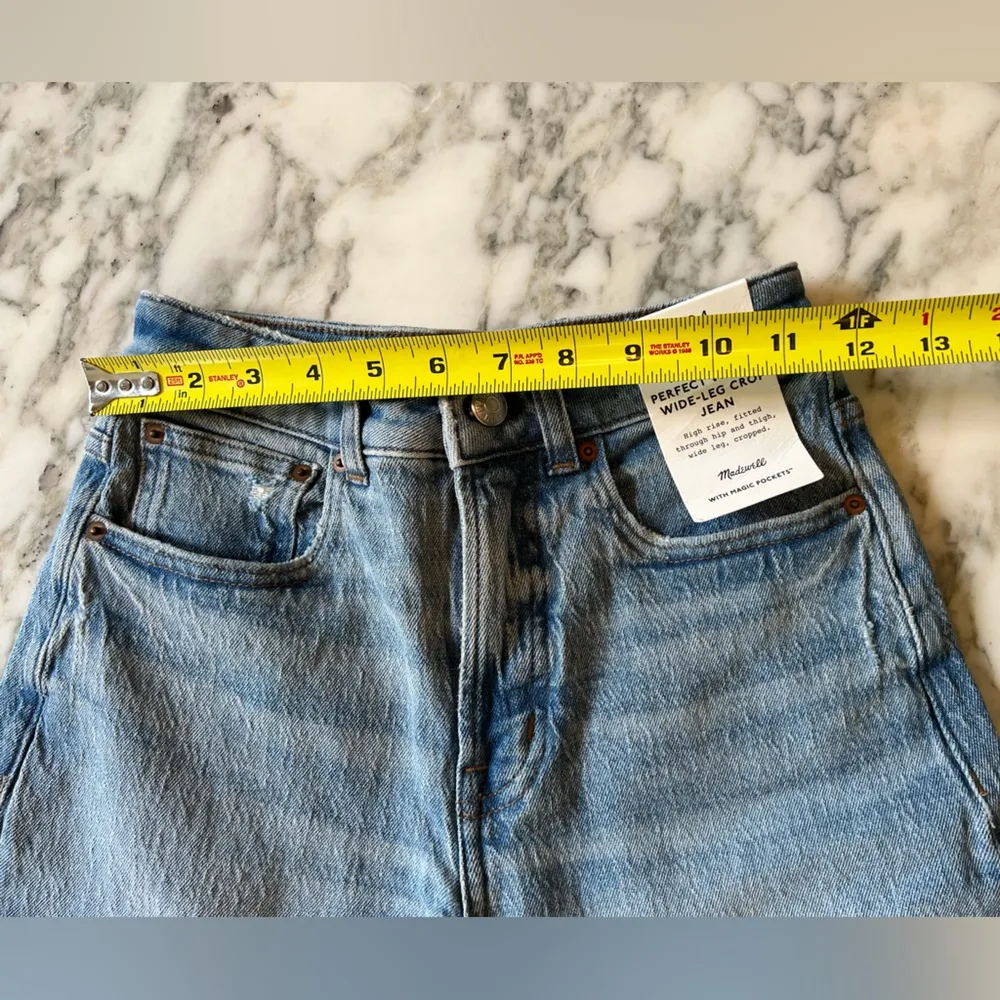 NWT Madewell curvy vintage jeans wide leg cropped 24 broken zipper needs replace - Image 7