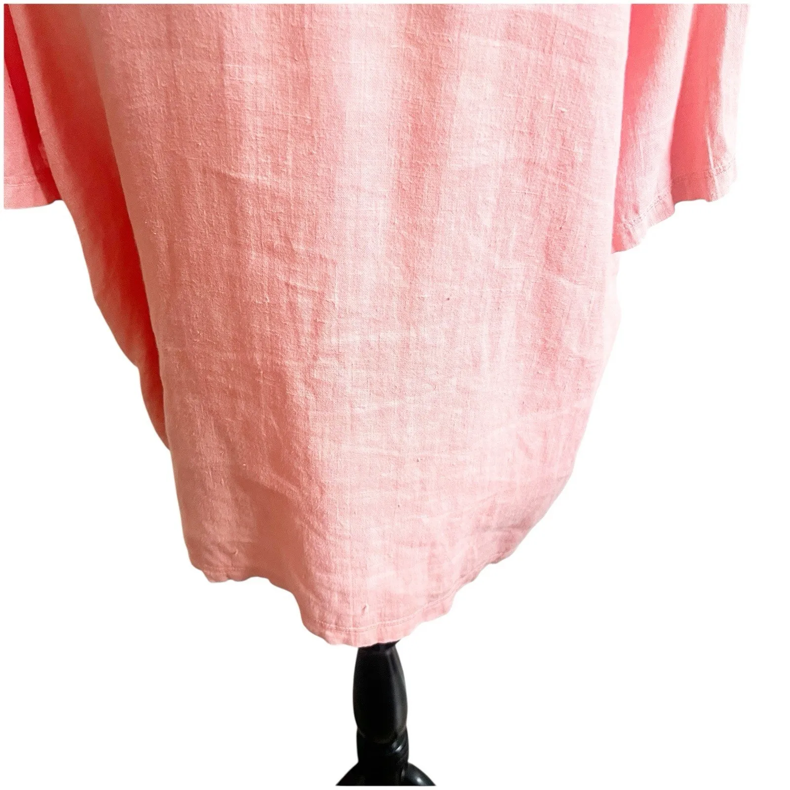 Hot Cotton Linen Collared Button Down Coastal Grandma Shirt Coral Size XL Blue - Image 6