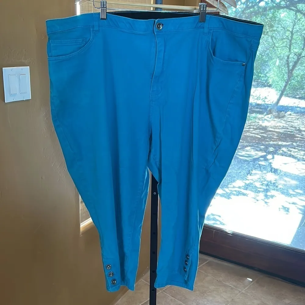 Catherines Turquoise Cropped Jeans Size 30W - Image 3