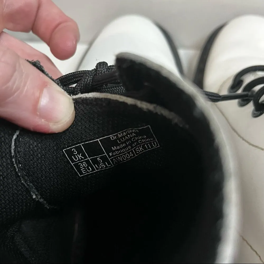 Doc Dr. Martens | Women's Punk Goth White Leather Luana Combat Boots Sz 5 - Image 5