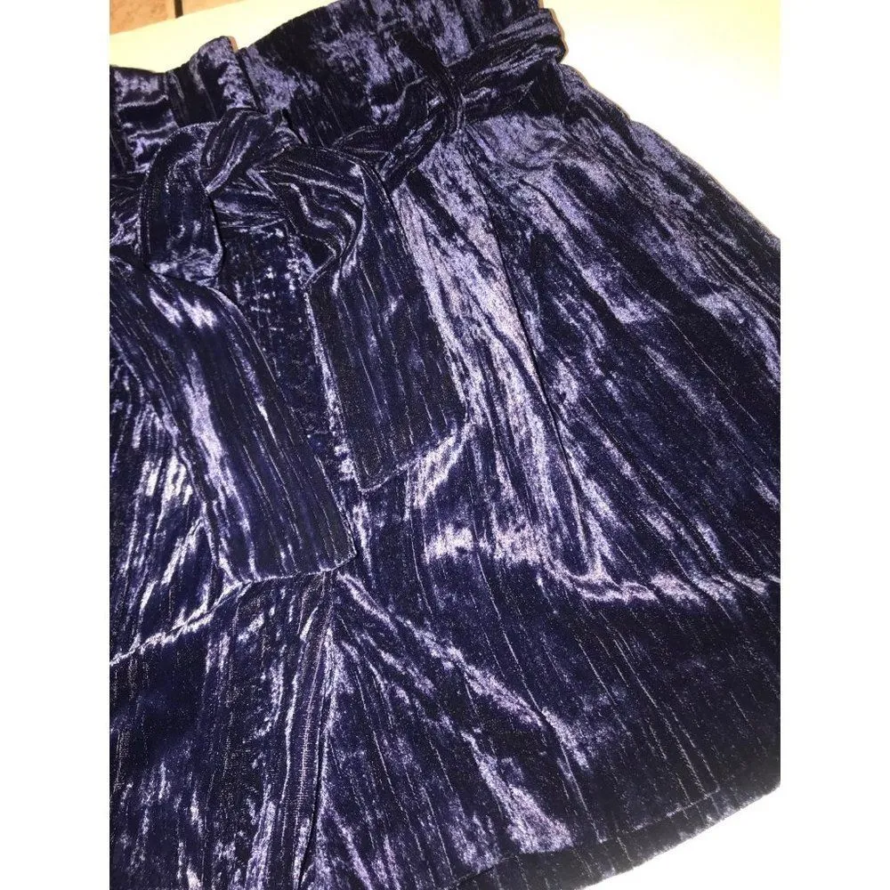 topshop ladies deep crushed purple velvet zip up shorts size small - Image 3