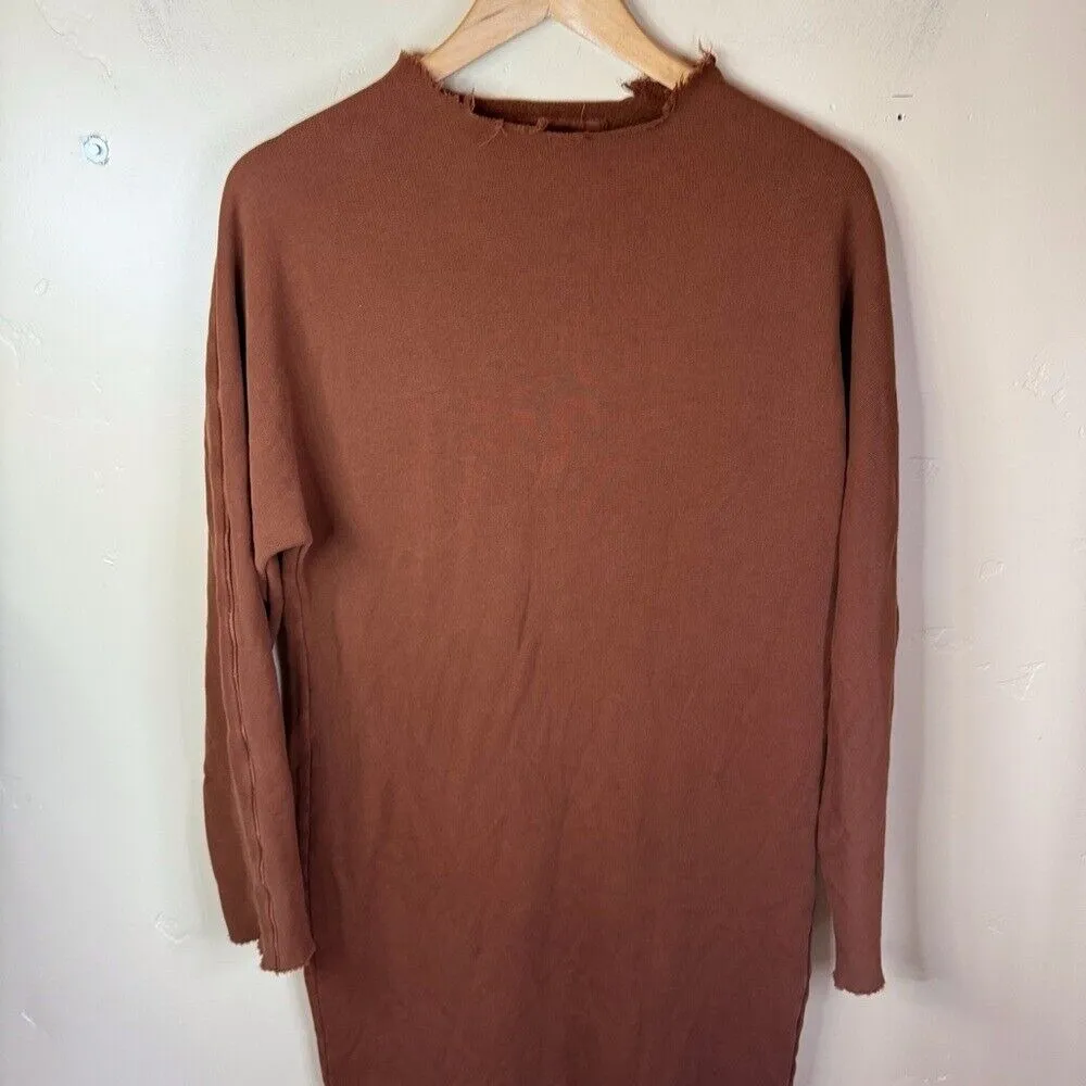 Frank & Eileen Small Cinnamon Brown Triple Fleece Isabelle Funnel Neck Dress - Image 11