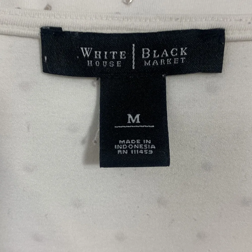 White House Black Market Silver Studded Cream Draped Neck Sleeveless Top… - Image 13