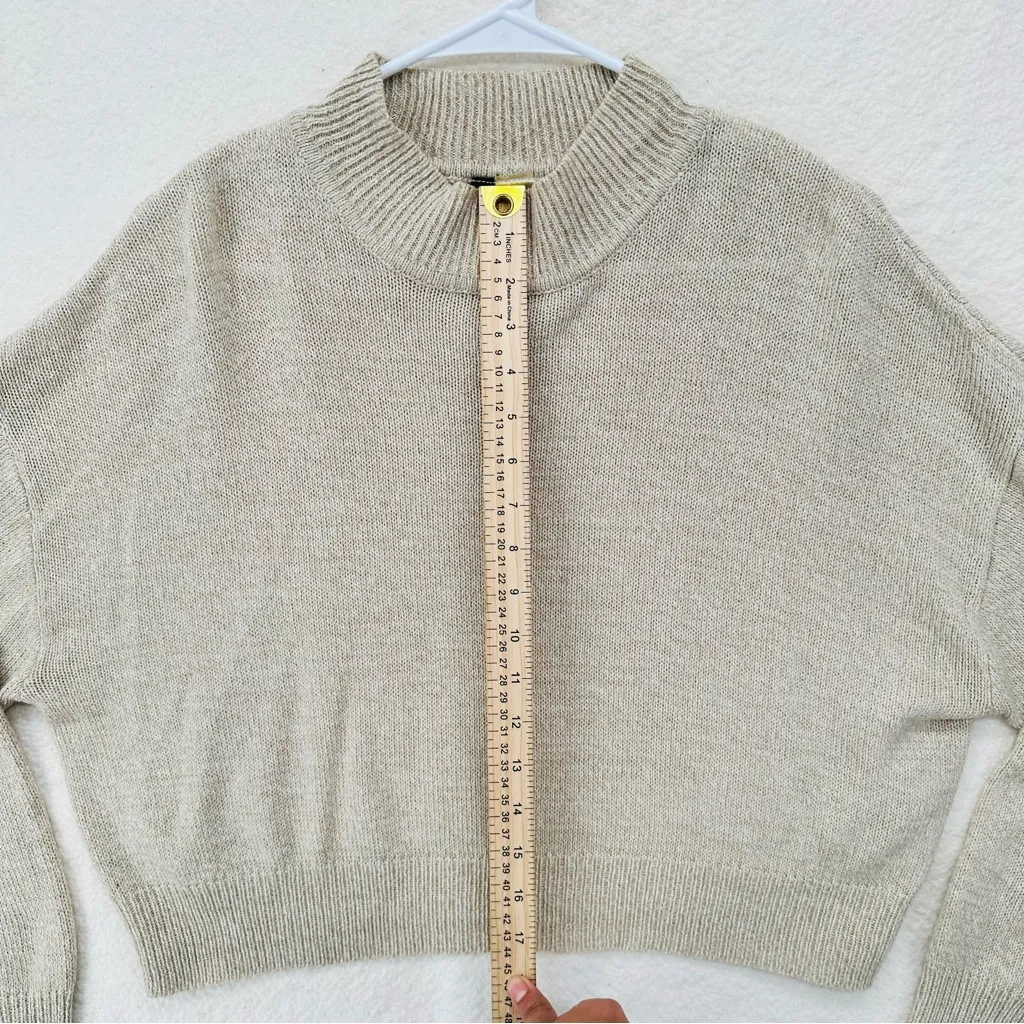 H&M Beige Ribbed Knit Mock Neck Sweater - Image 4