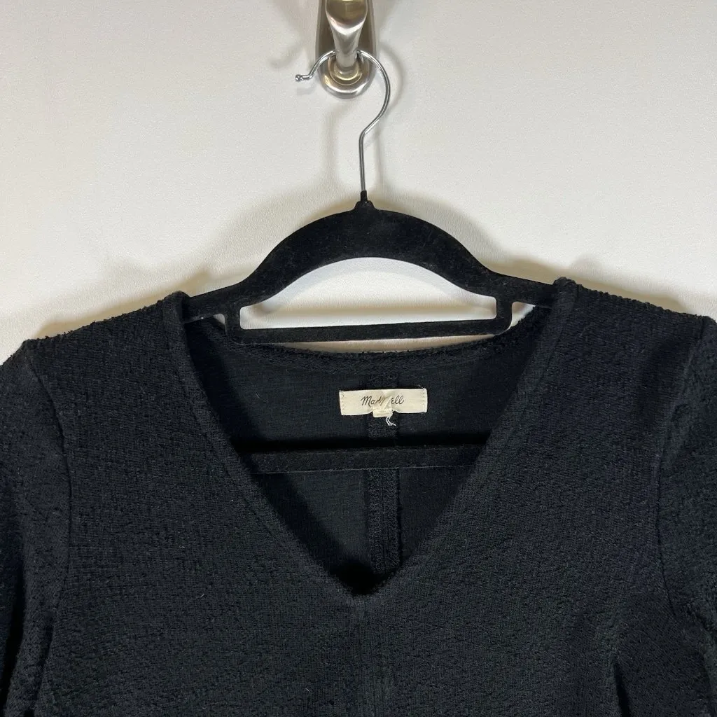 Madewell‎ Womens Sweater Small Black Pullover Long Sleeve Cotton V-Neck - Image 2