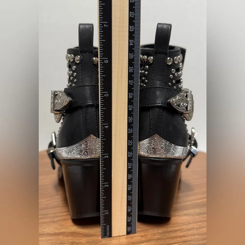 Jeffrey Campbell NWOT Wylie Valdosta Black Cutout Studded Western Ankle Boot - Image 4