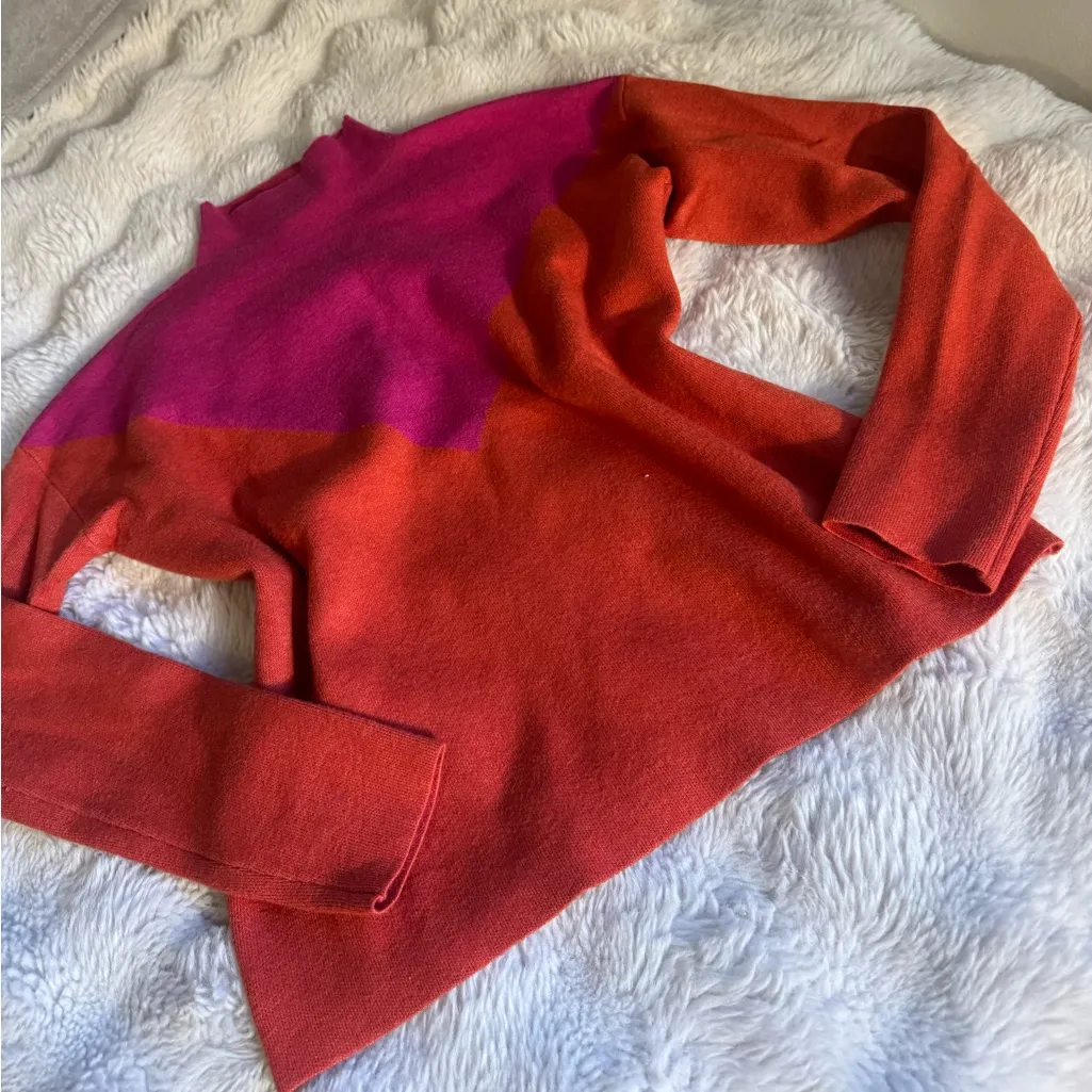 Cynthia Rowley  Pink and Orange Turtleneck Sweater - Image 4