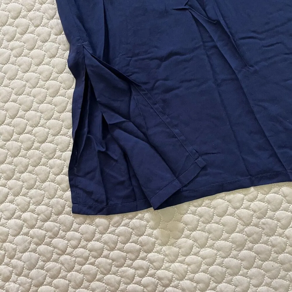 NWOT Tory Burch Smocked Shoulder-Tie Jumpsuit Size XS Navy Blue - Image 9