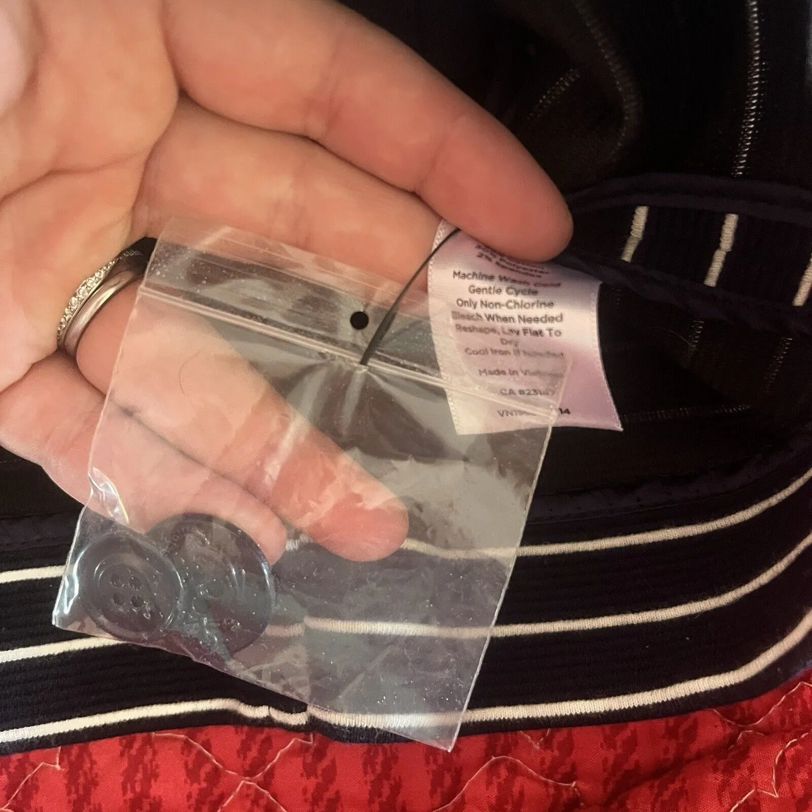 Talbots Knit Blazer Jacket Striped White Blue Nautical Button-Front Size M Pet - Image 11