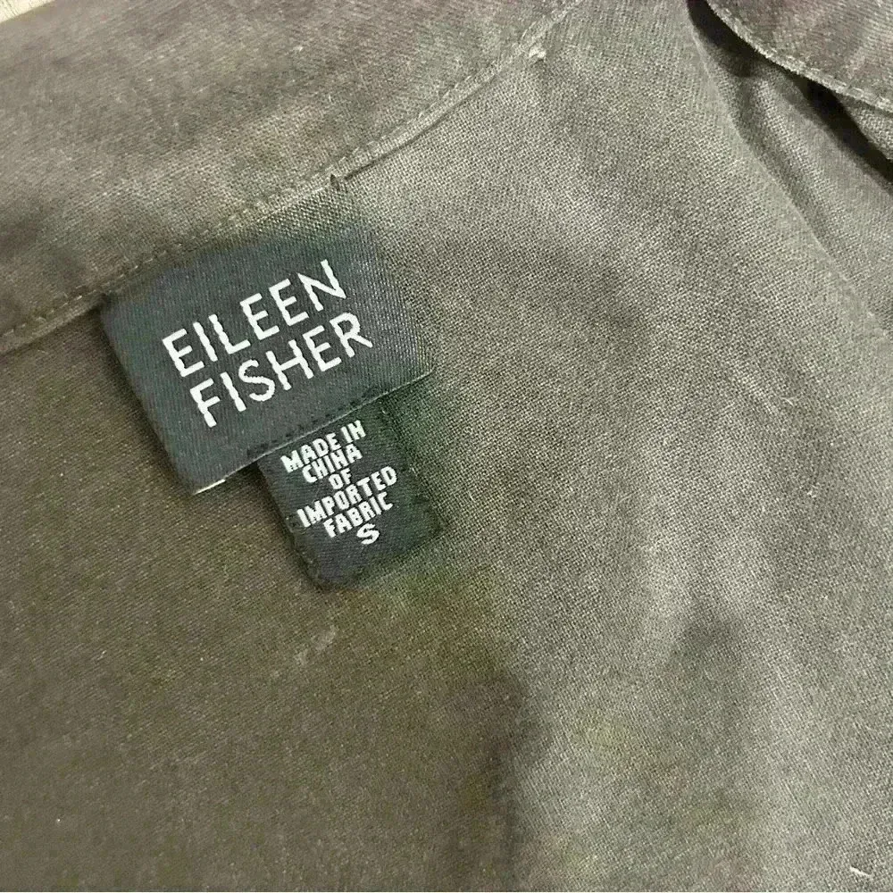 Eileen Fisher 100% Cotton Brown Snap Button Jacket Collared Long Sleeve Size S - Image 4