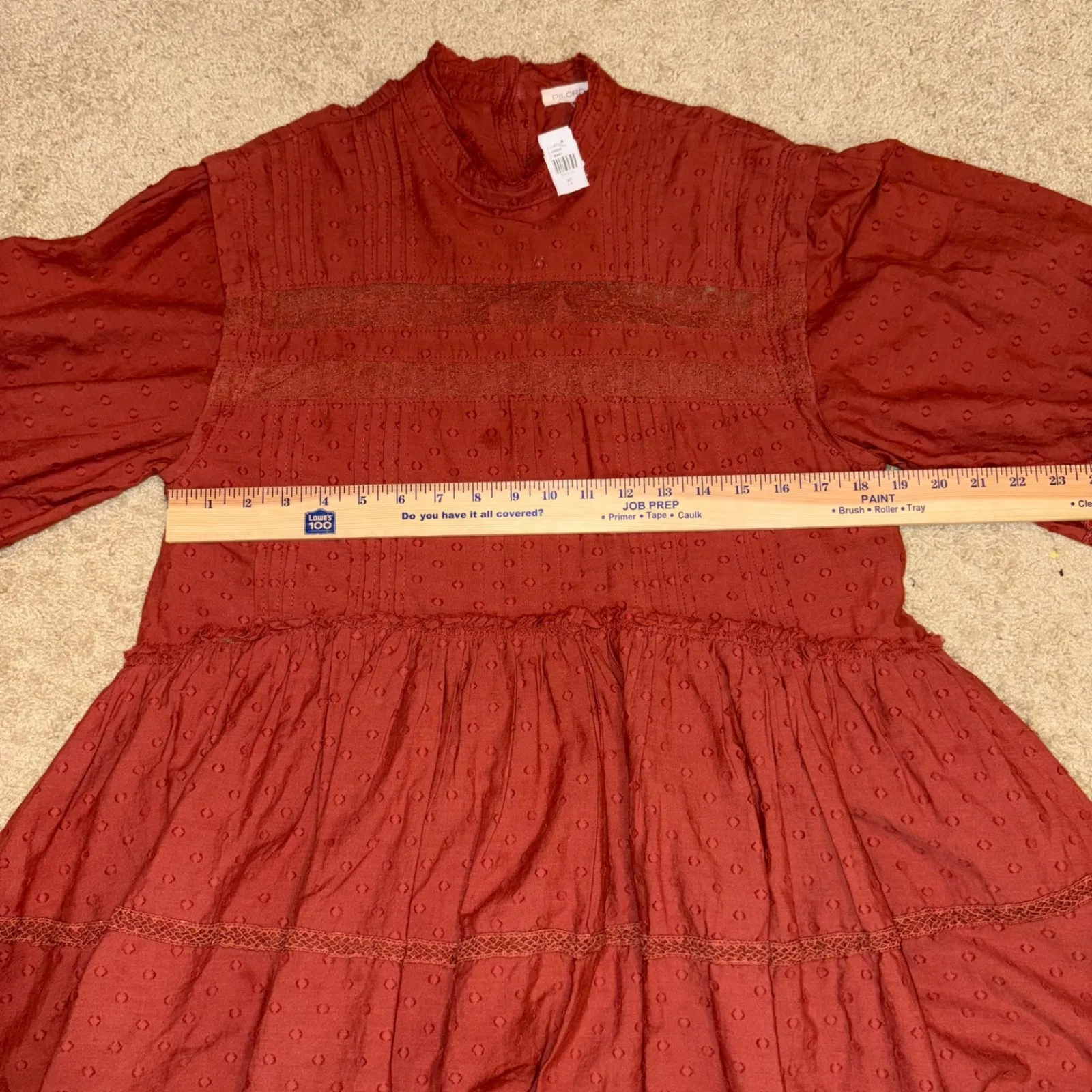 Pilcro Anthropologie long sleeve mock neck swing mini dress orange boho size unk - Image 10