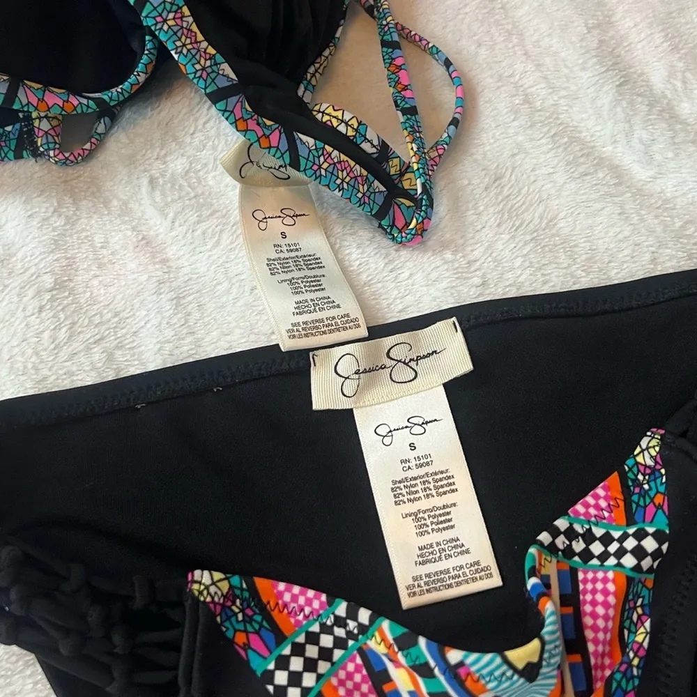 NEW Jessica Simpson Venice Beach High Neck Hipster Bikini Black Blue Green Pink - Image 6