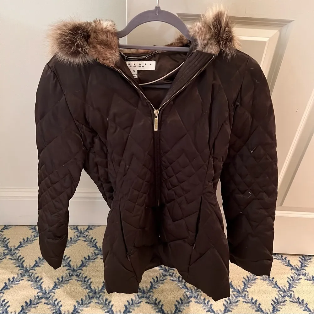 Laundry by Shelli Segal  Brown Coat with Fur Hood | S - Image 2