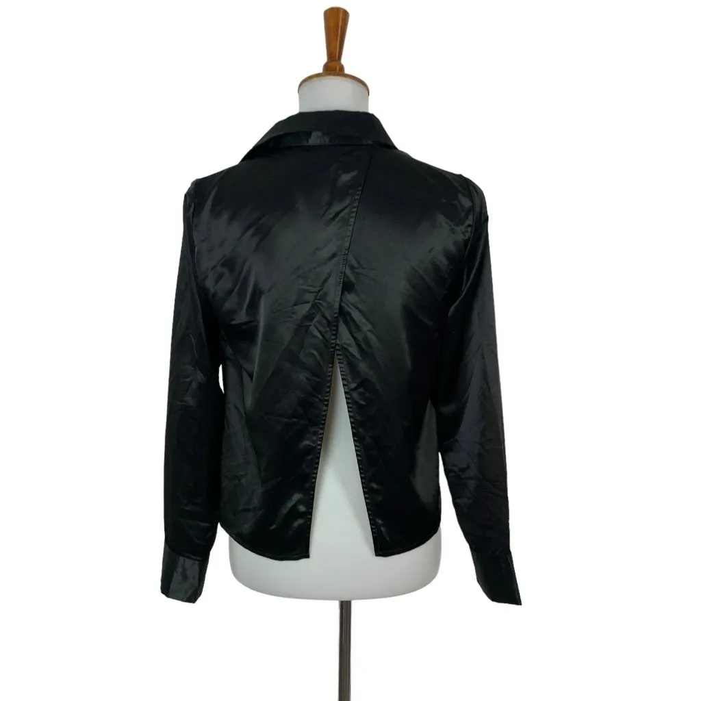 Envme Top Small Black Long Sleeve Open Front Cardigan Layering Goth - Image 4