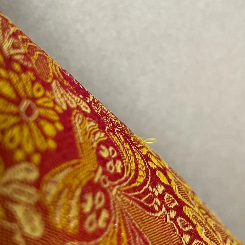 Vintage Y2K Strapless Dress Iridescent Red Gold Ribbon Bow Tie Belt Small A - Image 10