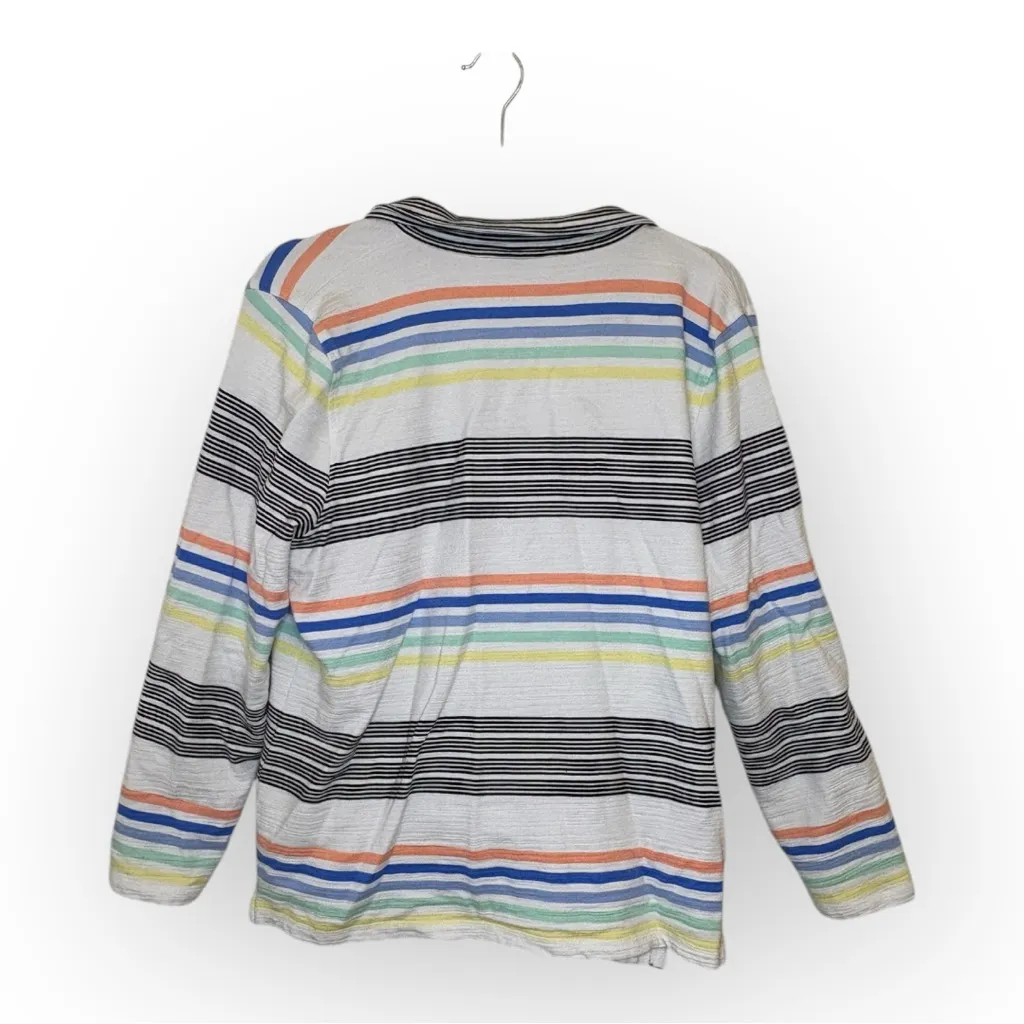 T by Talbots Striped Collared Pullover Top XL Petite UPF 50 Activewear Style - Image 2