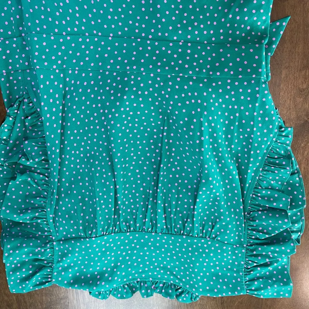 Kate Spade Poolside Dot‎ Wrap Dress Women's Size 10 Emerald Coast Green Pink NEW - Image 15