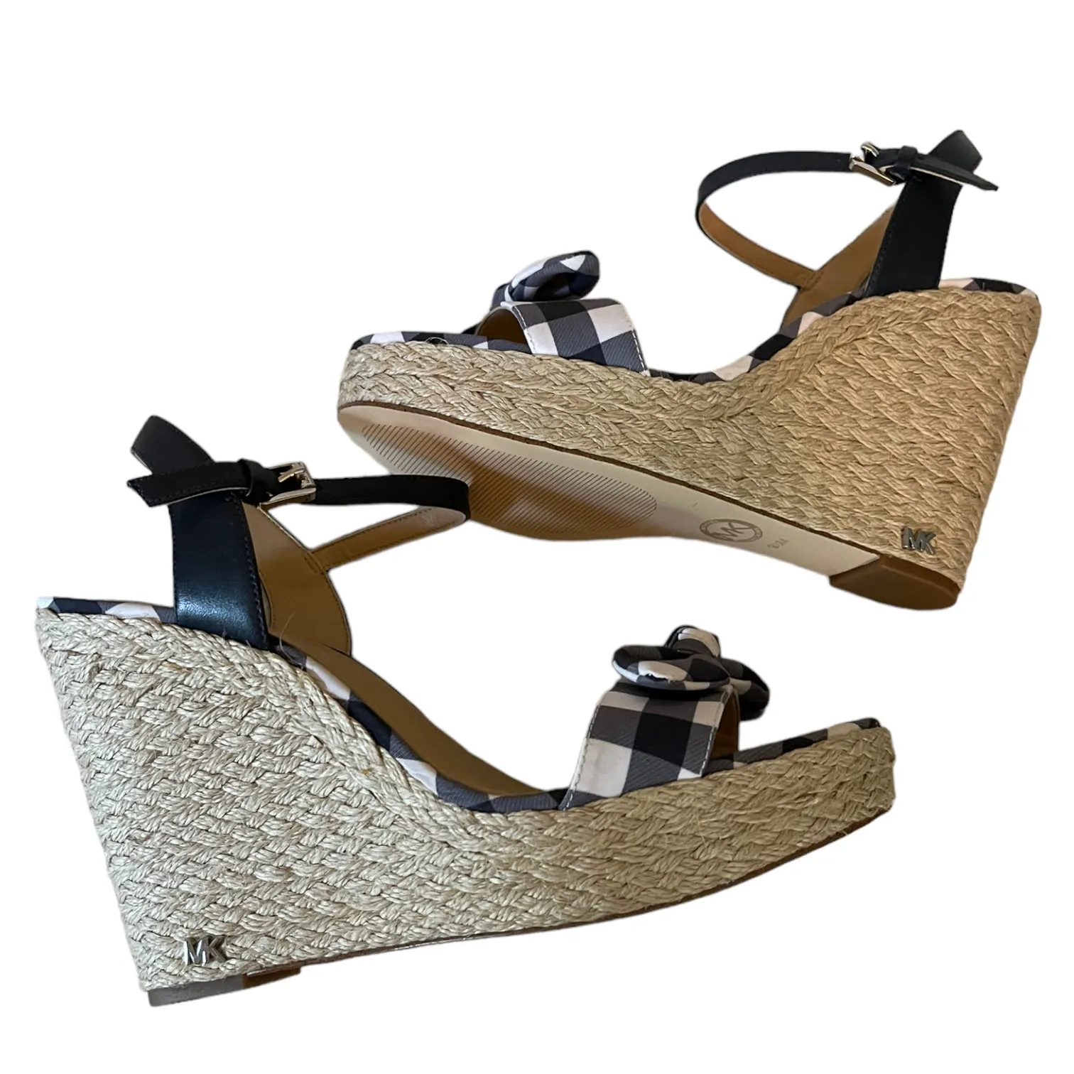 Michael Kors Pippa Gray White Espadrille Wedge Heels 9.5 - Image 5
