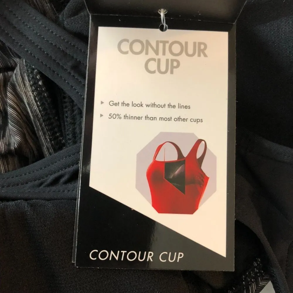 TYR Womens Sonoma Ambu Tankini Top Built In Bra Contour Cups Striped Gray L - Image 10