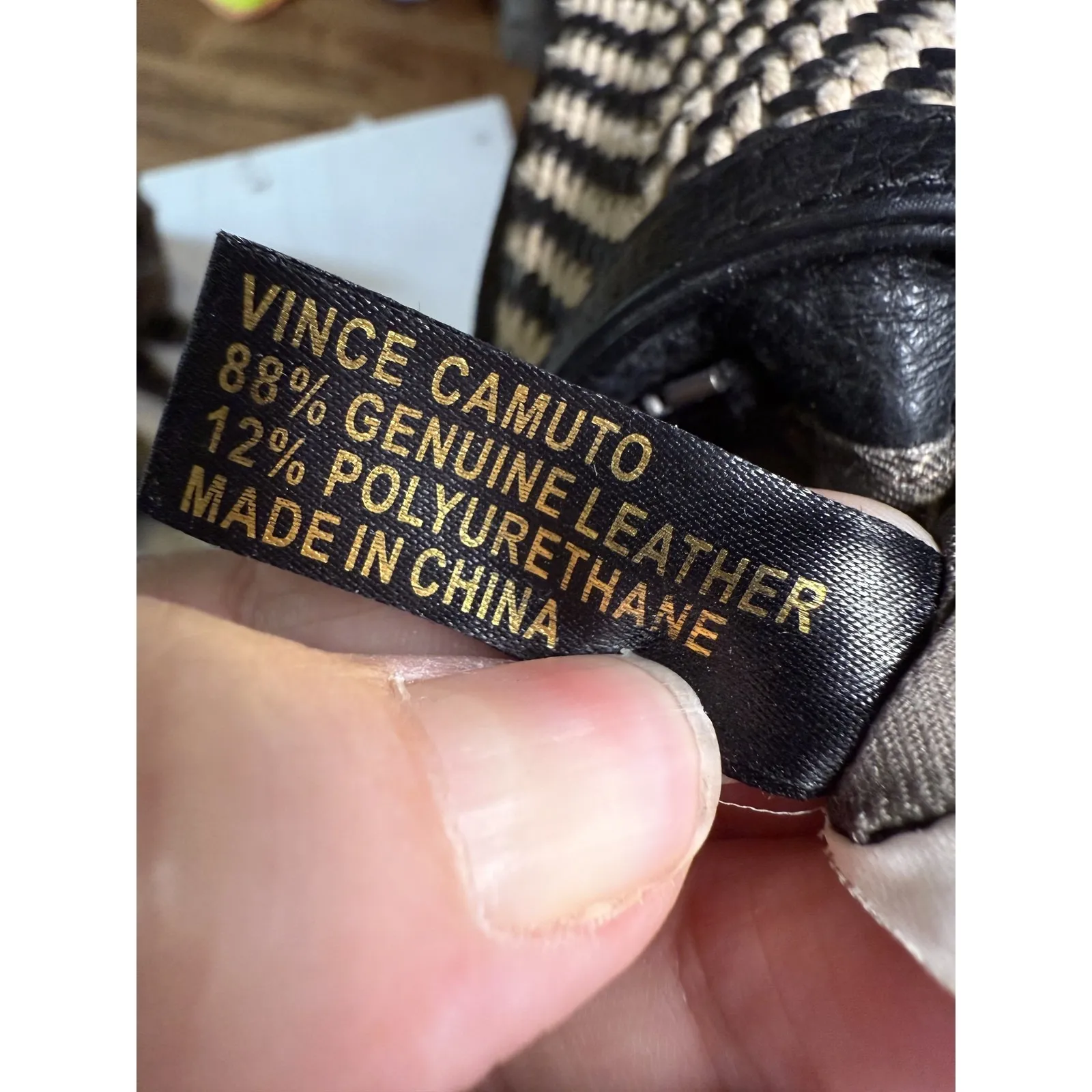 Vince Camuto Satchel Bag Womens Black Chevron Julia purse May Leather Purse Tote - Image 9