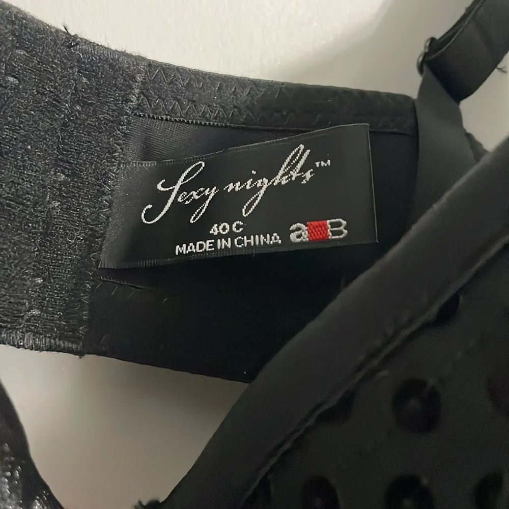 Sexy Nights Black Sequin Bra Size 40C - Image 3