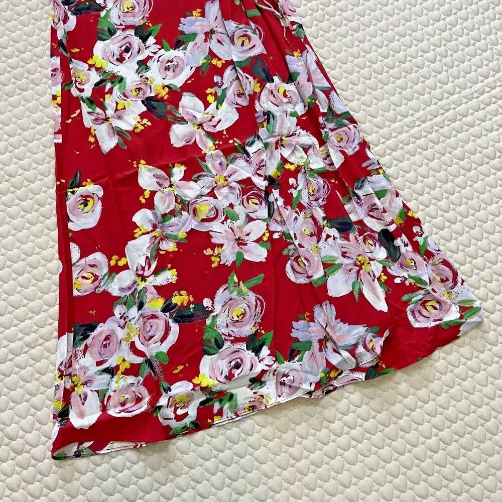 NWT Anthropologie Rosalia Red floral Wrap Midi Dress Size 4 - Image 7