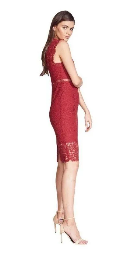 Bardot Lace Sheath Cocktail Dress Burgundy Women's Size Small - Image 2