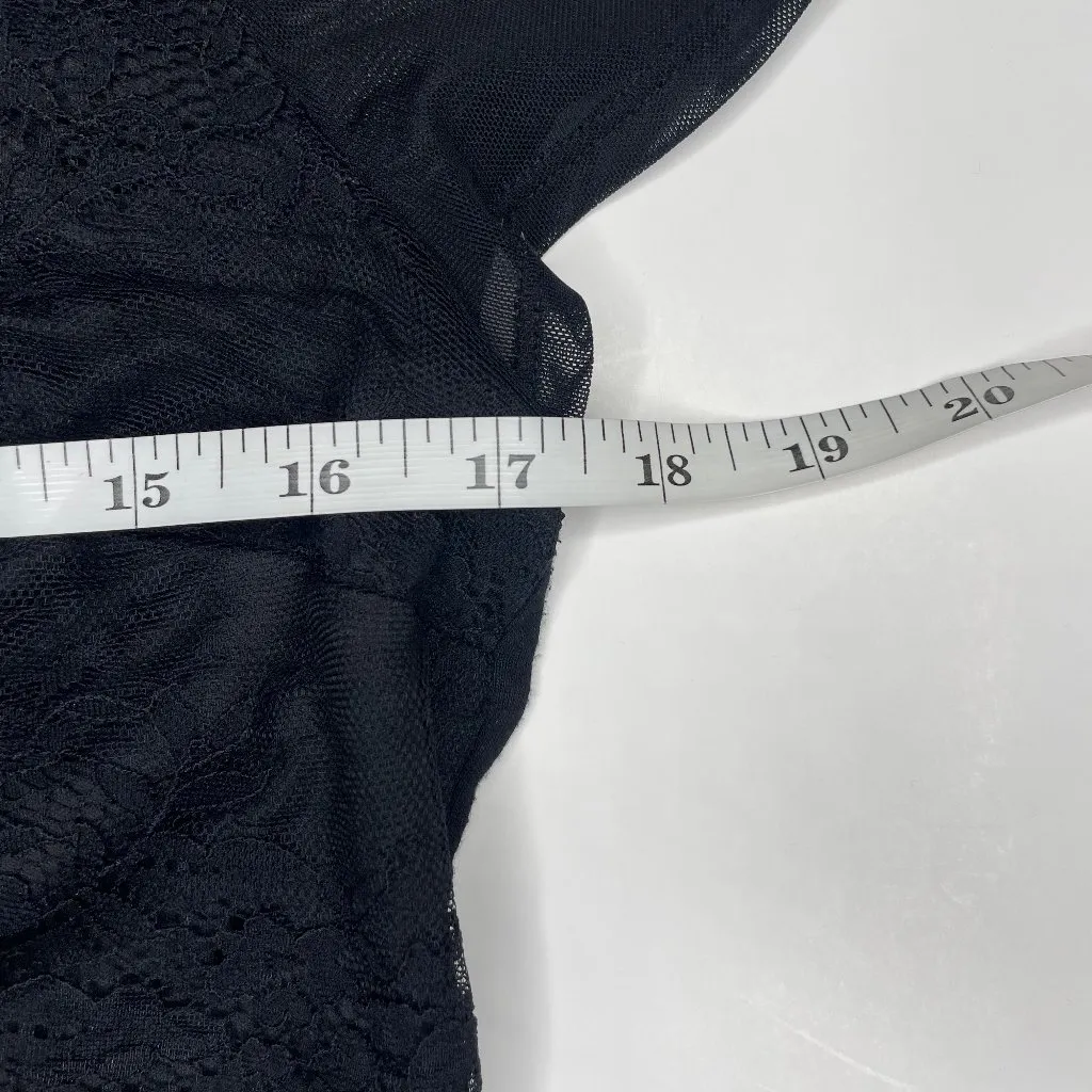 Women's Black Lace Sheer Crop Top with Zip up Back Sexy Flirty Medium - Image 7
