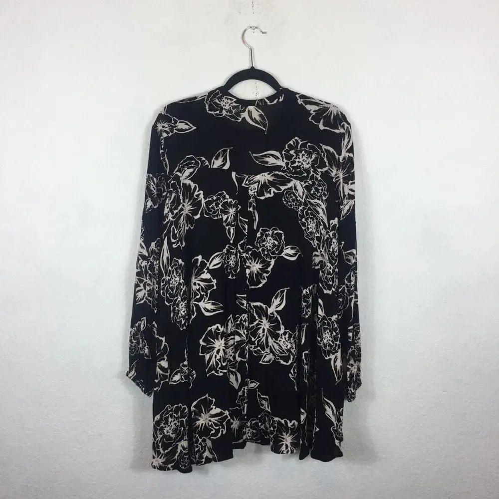 Free People Swing Out Of It Floral Black White Tunic Mini Dress Small - Image 14