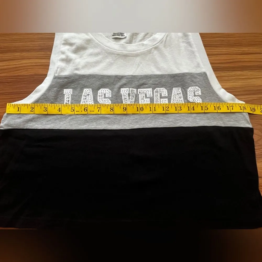 Victoria’s Secret Pink Las Vegas Sequin Top Colorblock Gray Black White Size M - Image 5