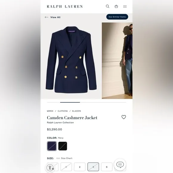 Ralph Lauren Purple Label Cadman Navy Cashmere Jacket See Measurements for Size - Image 2