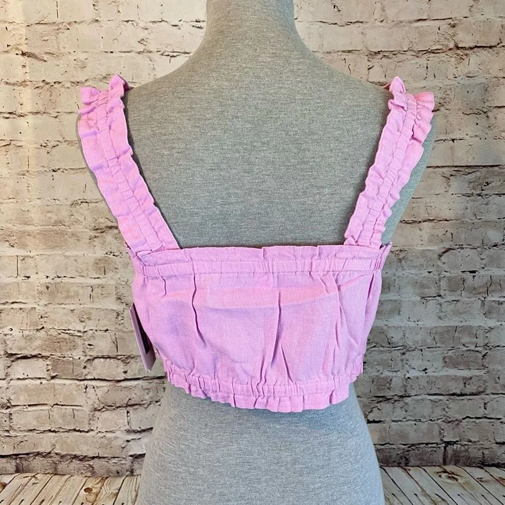 BP Gathered Crop Top Tank Top Purple Tulip Linen Women’s Size Medium - Image 5