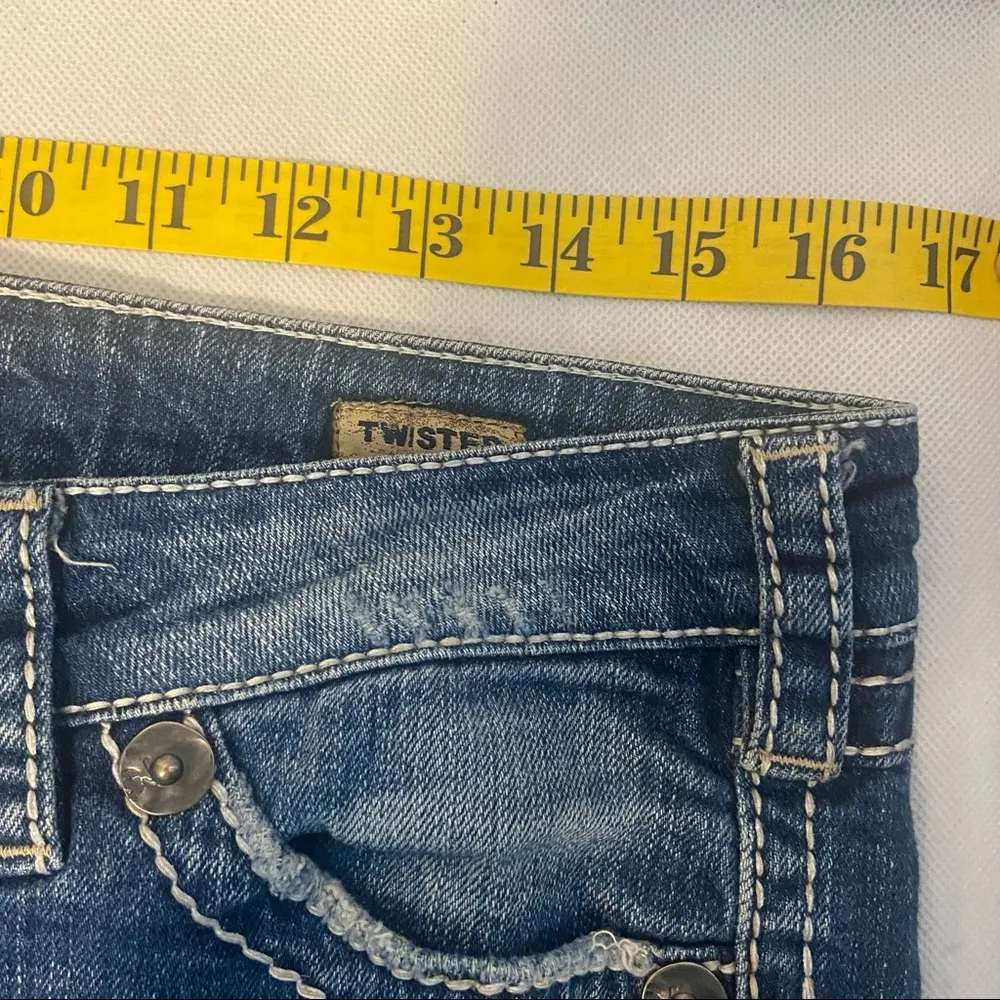 Silver Jeans Twisted Blue Jeans Bootcut Low Rise Med Wash Distressed Size 29 - Image 8
