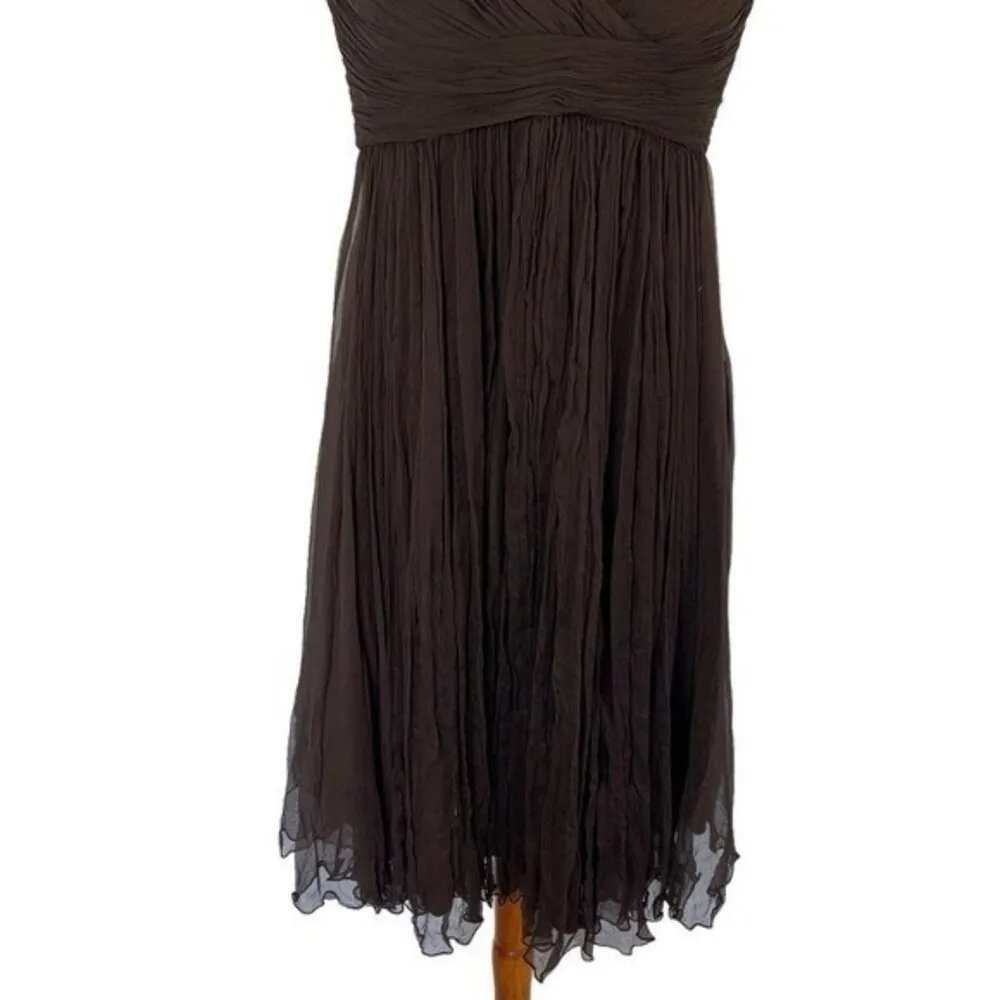 Demi Lune 10 Brown‎ 100 Percent Silk Dress Sleeveless NWT Formal Luxe Resort Brown - Image 3